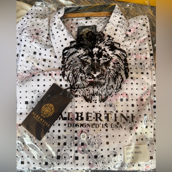 Albertini Luxury Metallic Print Dress Shirt NWT Men - Picture 8 of 10